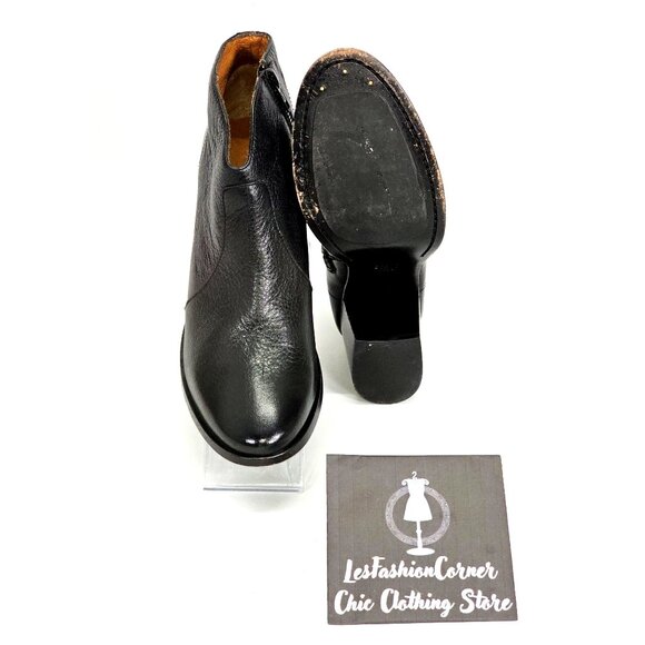 Frye Women’s Black Leather Nora Zip Short Ankle Block Heel Boot Size 9B 1778 - Picture 5 of 16